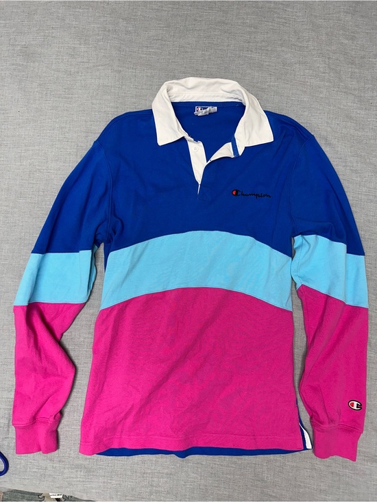 Champion Other - Champion Colorblock Rugby Polo — Blue, Light Blue, Pink